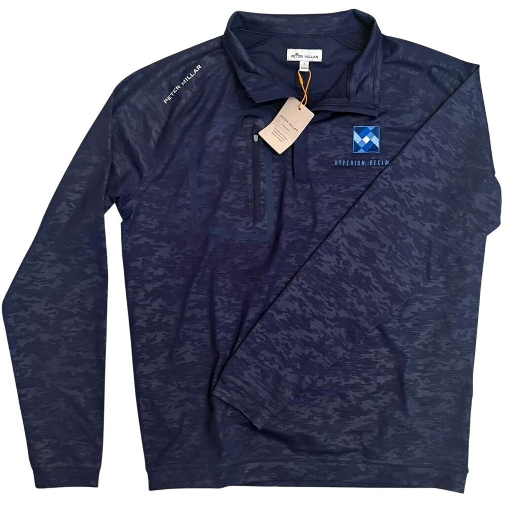 Peter Millar Crown Sport Mens Blue Camo Quarter Zip Pullover Hyperion Decim S